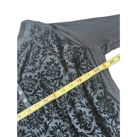 Nine West Crushed Velvet Tunic Top Womens Medium Black Whimsigoth Holiday Boho - Picture 9 of 11